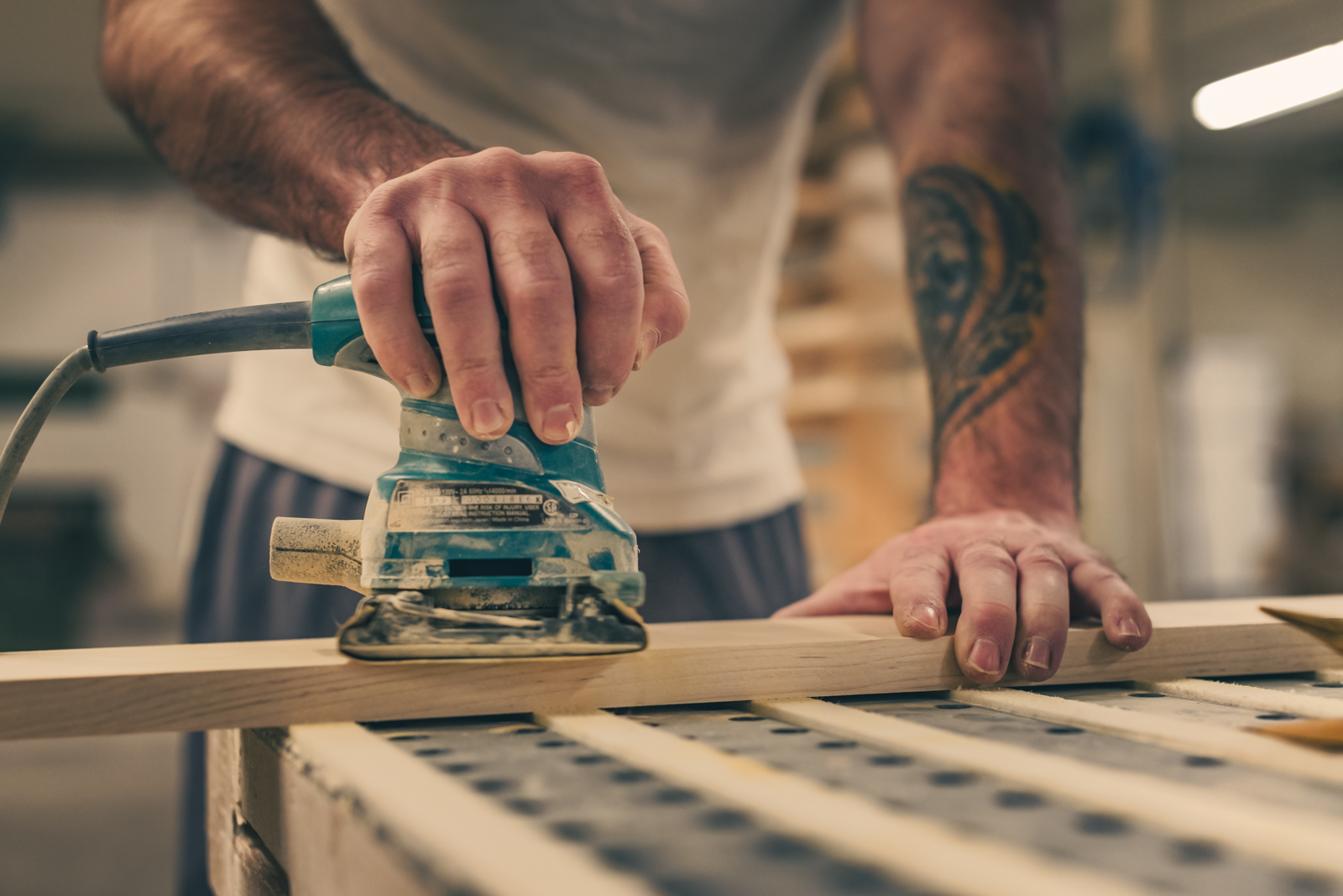 Sanding the woodwork